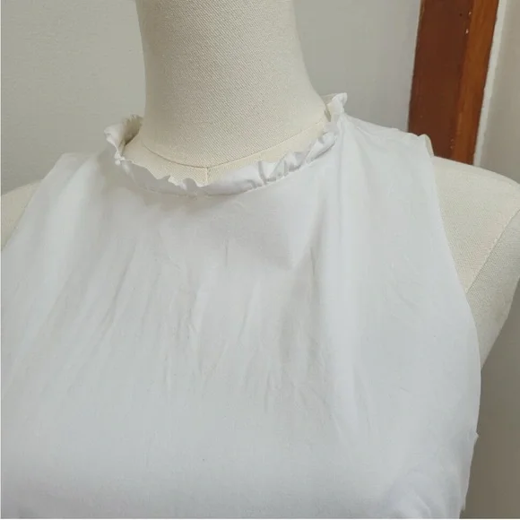 J.CREW White Sleeveless Poplin Tiered Midi Dress Size 6 - Picture 5 of 9